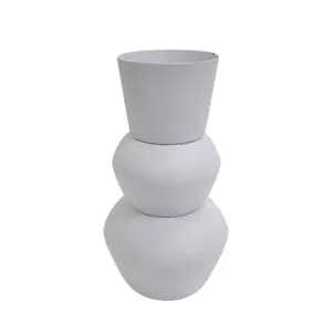 Iron Round Flower Vase White Color Metal Tall Flower Vasos Para Table Top & Decoração Do Casamento Personalizado Em Massa