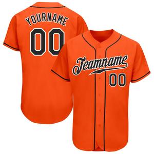Ropa de equipo personalizada superventas, camiseta de béisbol auténtica en blanco y negro y naranja personalizada - Product Image 1