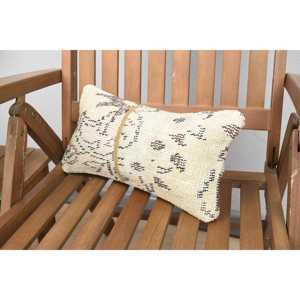 <b>Beige</b> 8x16 Inch Wool Needlepoint Patchwork Pillow Rustic Design Portable Decorative <b>Cushion</b> for Bedding Floors Woven Vintage - Product Image 3