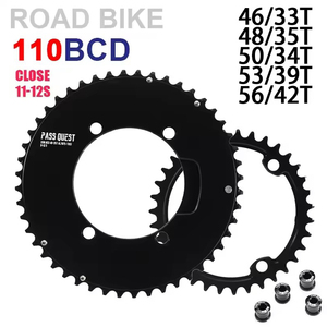 Plato de 110 BCD para Bicicleta de <span class=keywords><strong>Carretera</strong></span> <span class=keywords><strong>Shimano</strong></span> <span class=keywords><strong>105</strong></span> 5800 6800 DA9000 48/35T 50/34T 52/36T 53/39T 54/40T 2X - Product Image 6
