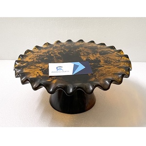 White Marble Resin Cake Stand With Curved Edges Durable Fruit Stand Factory Custom Logo Flow Resin Cake Platter Trendy Cake <b>Tool</b> - Product Image 4