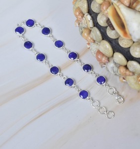 Pulsera DE TENIS hecha a mano de la mejor calidad de India, pulsera de plata de ley 925 sólida de tenis exquisita con joyería de piedras preciosas de lapislázuli fino - Product Image 2