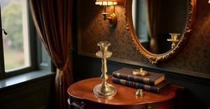 Brass Candle Stand Candle Holder with Embossed Design on Base Home Decoration Candle Holder Wedding Stand Home Living Room. - Product Image 6