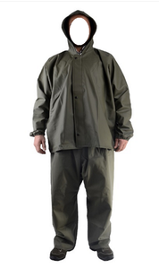 Traje Impermeable de PVC con Cremallera, Capucha Verde Militar, Cintura y Muñequeras Elásticas, Resistente al Frío, Suministro al por Mayor - Product Image 2
