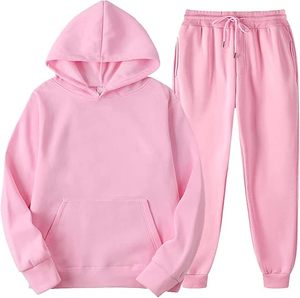 Conjuntos Deportivos de Invierno con Capucha, Pantalones y Sudadera Holgados de 2 Piezas con Bolsillos para Estar en Casa - Product Image 1