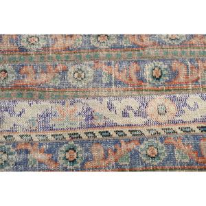 Alfombra Turca Vintage, Alfombra de 3,5x3,6 pies, Alfombra con Bordes Azules y Naranjas - Product Image 5