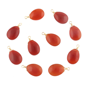 Charme en forme d'oeuf naturel orange cornaline fil wrap bricolage pendentif connecteur plaqué or simple caution faisant des connecteurs de boucle d'oreille - Product Image 3