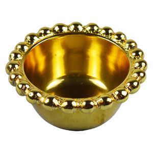 Bol de service en aluminium rond avec design de finition peint, bol à nourriture et design de bol de couleur dorée brillante - Product Image 2