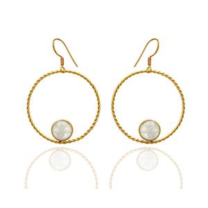 925 argent Sterling arc-en-ciel pierre de lune boucles d'oreilles créoles Style Unique mode plaqué or bijoux pour femmes pour fête ou cadeau de mariage - Product Image 1