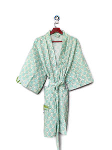 <b>Women's</b> 100% Cotton Floral Kimono Bath <b>Robe</b> Handmade Light Weight Casual Nightwear Knee Length-for Summer - Product Image 5