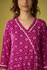 Best Quality Cotton Aanarkali Gown with Beaded Borders and Flowy Dupatta for Spiritual Gatherings <b>Indian</b> <b>Pakistani</b> <b>Clothing</b> - Product Image 3