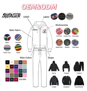 Ensemble survêtement personnalisé 350 GSM délavé à l'acide, sweat-shirt et pantalon de survêtement lourds avec broderie et détails en strass, mode streetwear - Product Image 5