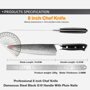Cuchillo de cocina de 5 piezas de acero damasco hecho a mano cuchillo de chef con mango de madera de diseño personalizado con afilador de cuchillos de chef superventas - Product Image 2