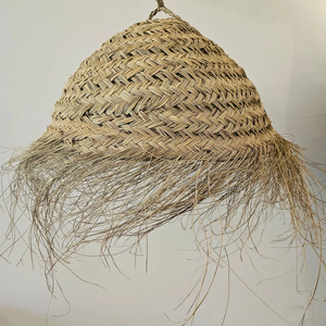 Artisan-Crafted Natural Straw Lampshade - Boho Style Seagrass <b>Pendant</b> <b>Light</b> for Living Room or Bedroom - Product Image 4