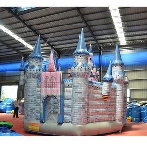 Blue Inflatable <b>Trampoline</b> Castle Commercial Outdoor Kids Bounce House Slide Combo Custom PVC Bouncing House Playground - Product Image 1