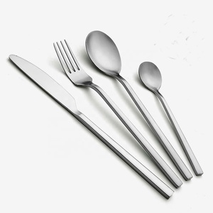 Ensemble cuillère et fourchette d'argenterie économique Portugal personnalisé vaisselle en acier inoxydable plaqué argent avec poignée solide - Product Image 5