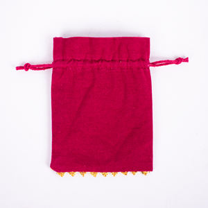 กระเป๋าผ้าฝ้ายสีชมพูทำด้วยมือคุณภาพสูงของอินเดียโลโก้ที่กำหนดเองภาชนะบรรจุของที่ระลึกจัดงานเครื่องประดับขายส่ง - Product Image 6