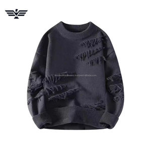 Último suéter de punto desgastado de algodón 100% Premium para hombre, ropa de calle informal antiarrugas anticontracción antibolitas, parte delantera de gran tamaño - Product Image 6
