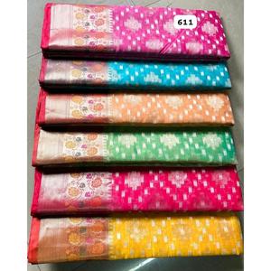 High on Demand Pure Raw Silk Saree with Hand Embroidered Blouse Piece and Festival Use Available <b>for</b> <b>Sale</b> - Product Image 6
