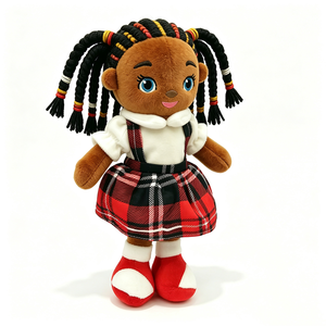 Muñeca de peluche negra personalizada con cabello trenzado, linda muñeca afroamericana de peluche para niñas, muñeca de trapo suave de diversidad étnica. - Product Image 5