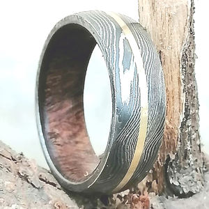 Fabricant direct bague de fiançailles de mariage en acier damas unisexe lame en acier inoxydable incrustation de bois rempli de laiton couteaux faits à la main - Product Image 1
