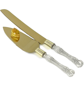 Serveur de gâteau en laiton de dernière qualité avec des designers en laiton Long Gold Handle Cake Servant Set personnaliser l'emballage de la boîte-cadeau - Product Image 2