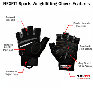 Guantes de Levantamiento de Pesas REXFIT SPORTS para Hombre y Mujer, Guantes de Gimnasio con Soporte para Muñeca, Entrenamiento, Fitness - Product Image 5