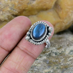 แหวนแลบราโดไรต์925แหวนเงินสเตอร์ลิงทำด้วยมือคริสตัลธรรมชาติทำด้วยมือสไตล์โบฮีเมียนของขวัญที่สมบูรณ์แบบสำหรับเธอ - Product Image 3