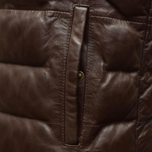 เสื้อแจ็คเก็ตหนังขนแกะแท้สำหรับผู้ชายเสื้อกั๊กแบบพอง - Product Image 6