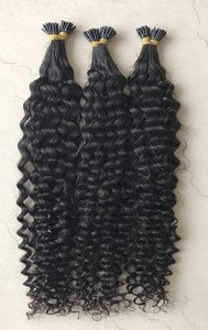 100% qualité d'exportation haut de gamme vison cambodgien temple indien vierge 24'Kinky Curly I Tip Extensions de cheveux donneur unique indien - Product Image 3
