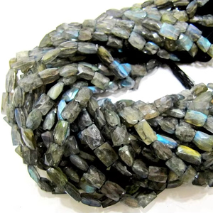 Perles à facettes en Labradorite Flashy bleu naturel 6X8mm brin de forme de coussin carré gris 10 pouces de long pour la fabrication de bijoux - Product Image 1