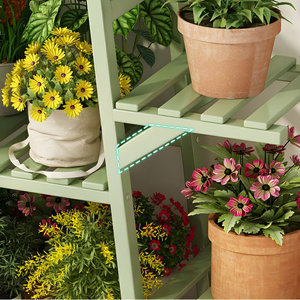 ชั้นวางแสดงต้นไม้ไม้ไผ่หลายชั้นสำหรับทำสวนในร่มและตกแต่งติดผนังและมีสไตล์ - Product Image 6