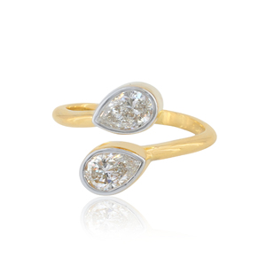 14K Solid Gold 1.06 Carat Lab Grown Diamond Pear Open Bypass <b>Ring</b> <b>Adjustable</b> Luxury Trendy Wedding Engagement Jewelry for - Product Image 1