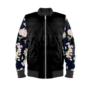 Solid Color Unisex <b>Bomber</b> <b>Jacket</b> Winter Front Logo Printed Casual Outerwear Eco-Friendly Windproof Custom Branding Polyester - Product Image 1