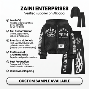 ชุดเซ็ตฮู้ดดี้แทรคสูทสีดำสำหรับผู้ชาย ZAINI Premium 400 GSM ผ้าฝ้าย 100% ระบายอากาศได้ดี สไตล์สตรีทแวร์สำหรับฤดูหนาว พร้อมโลโก้ DTF แบบสั่งทำพิเศษ - Product Image 1