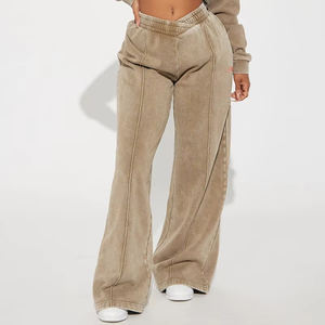 Strass personnalisé lavé à l'acide en détresse évasé couches pantalons de survêtement coton lâche délavé Jogging pantalons de survêtement, pantalons pour hommes - Product Image 1