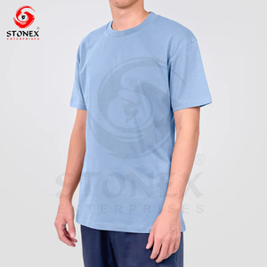 T-shirt de fitness pour homme, col rond, respirant, anti-transpiration, décontracté, couleur unie, 100% coton, coupe ample, 300g - Product Image 6
