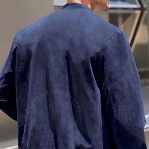 2024 O-Neck Nylon Bomber <b>Jacket</b> for Men High Quality <b>Smart</b> Casual Top Zipper Closure Winter Wear Spring Canvas Fabric New Plain - Product Image 4