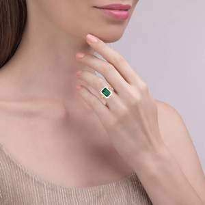 Jeulia Fashionable Halo <b>Emerald</b> Cut Diamond Adjustable <b>Ring</b> Rose Gold Plated Sterling <b>Silver</b> - Product Image 5