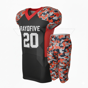 Ensemble d'uniformes de football américain pour adultes avec logo personnalisé, confectionné avec des matériaux de haute qualité, respirant, à séchage rapide, manches courtes, 100% polyester - Product Image 4
