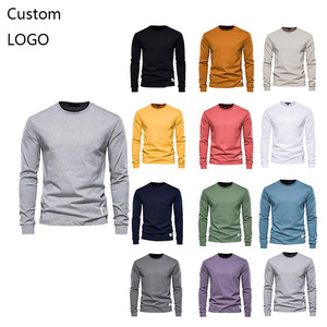 Vente en gros de tissu modal à manches longues pour hommes pour t-shirt hiver plus chaud intérieur uni sport entraînement haut court t-shirt pour hommes coupe ajustée - Product Image 1