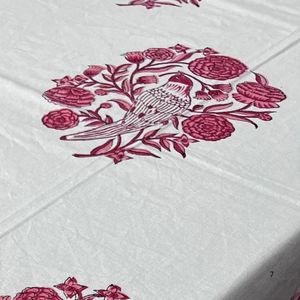 Mantel de comedor de algodón con estampado de bloque de mano artesanal indio, diseño Floral alegre para fiestas de boda, mantel decorativo para el hogar - Product Image 5