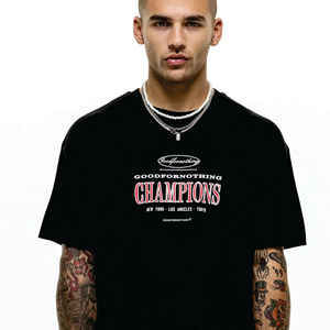 เสื้อยืดผ้าฝ้ายโอเวอร์ไซส์สำหรับผู้ชายแบบกำหนดเอง-ทรงหลวมไหล่ตกว่างเปล่าดีไซน์โลโก้ - Product Image 4