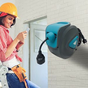 Enrouleur de câble électrique automatique extérieur de 20 m avec thermostat, protection contre les surcharges, rotatif à 180°, fixation murale en plastique - Product Image 2