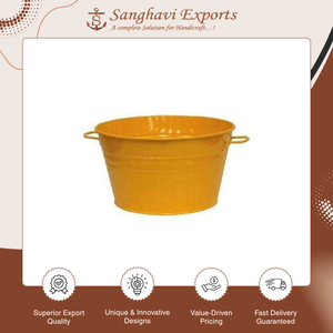 Maceta Redonda Galvanizada Hecha a Mano de la Mejor Calidad, Última Llegada |   Maceta Decorativa Esmaltada de Color para Hogar y Jardín - Product Image 2