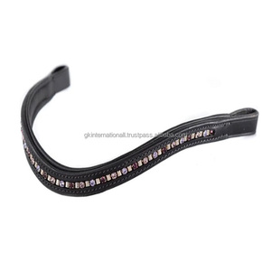 Banda de cuero para cejas de caballo con forma de onda y precio al por mayor, canal vacío, personalizada con cristales de marca de lujo, pedrería ostentosa - Product Image 2