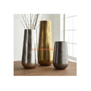 Jarrones de flores de Color dorado y gris plateado clásico, diseño de lujo, tamaños grandes, decoración de mesa, jarrones de flores para uso en pisos - Product Image 1