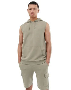 Ensemble sweat à capuche et short uni 100% coton de haute qualité pour hommes avec fermeture à glissière Survêtement cargo d'hiver avec motif uni - Product Image 3