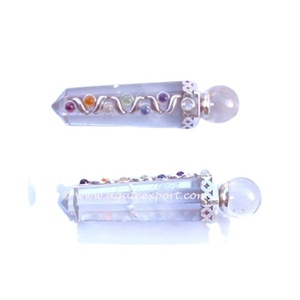 Artesanía de piedra de cristal Piedra natural hecha a mano Cristal Cuarzo Varitas de siete chakras Piedra semipreciosa Artesanía - Product Image 1