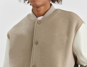 Veste universitaire en mélange de laine de qualité supérieure pour homme avec manches en cuir PU Blouson de baseball décontracté Streetwear College Coat - Product Image 4